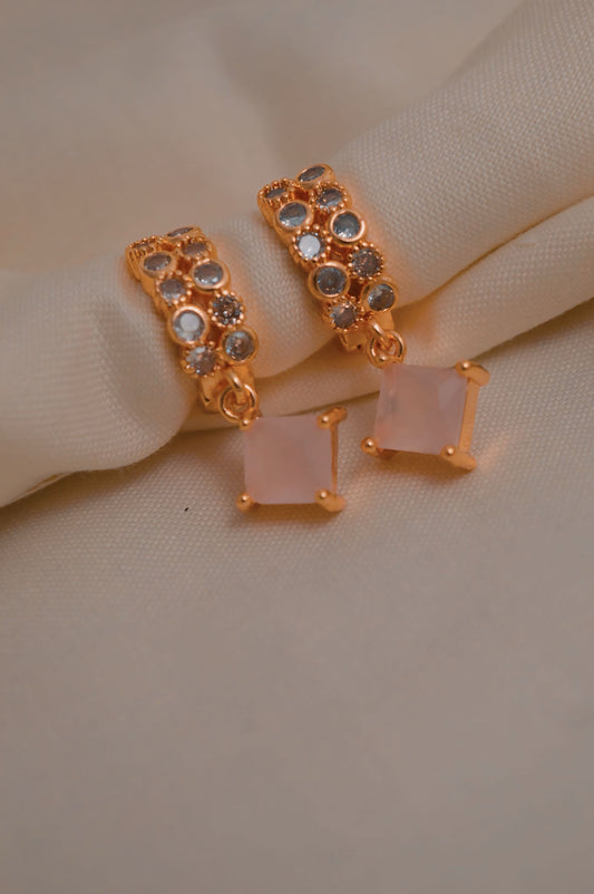 DIGITAL ZIRCON EARRING-10 (LIGHT PINK)