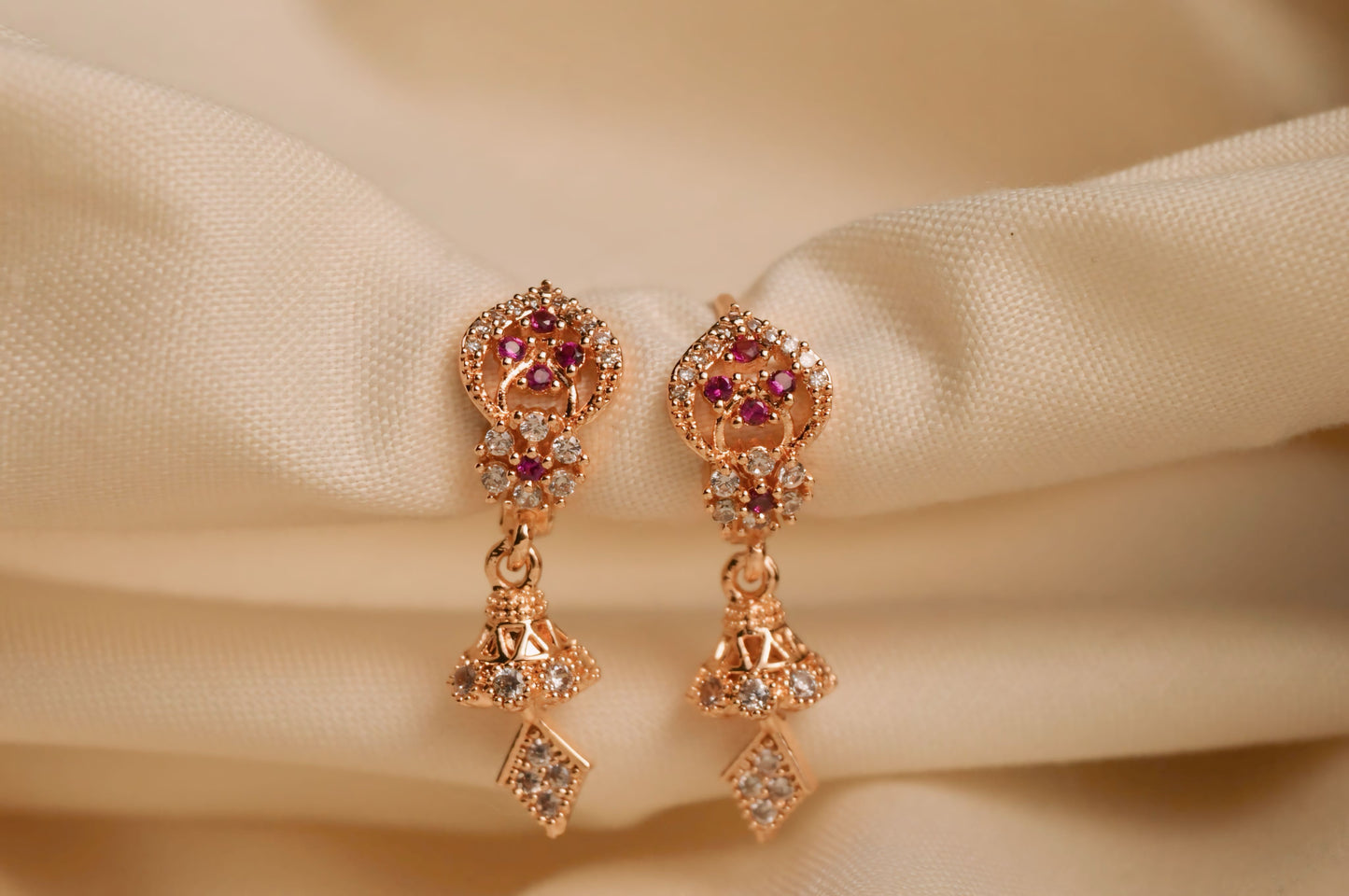 DIGITAL ZIRCON EARRING-18 (MAROON)