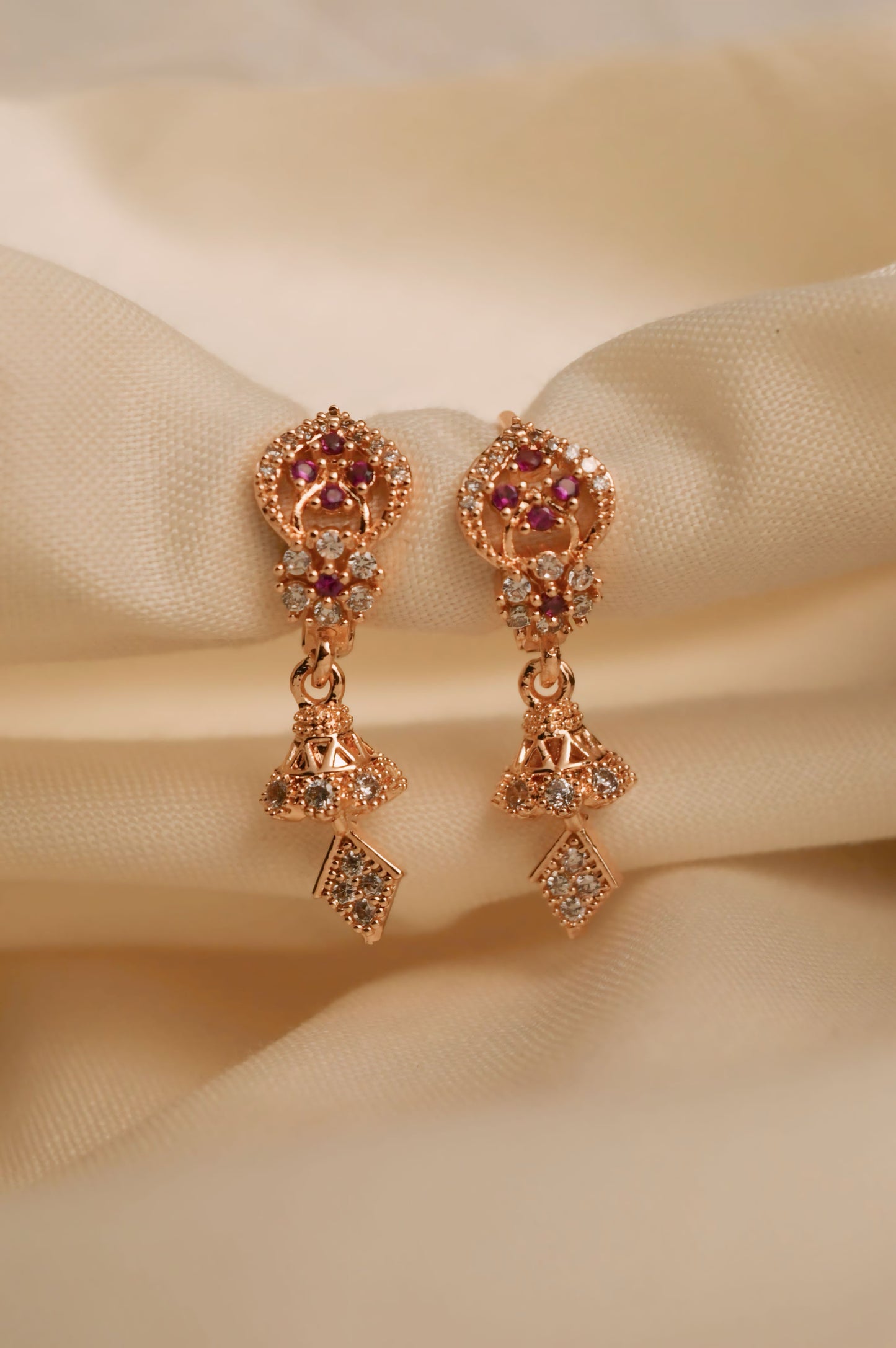 DIGITAL ZIRCON EARRING-18 (MAROON)